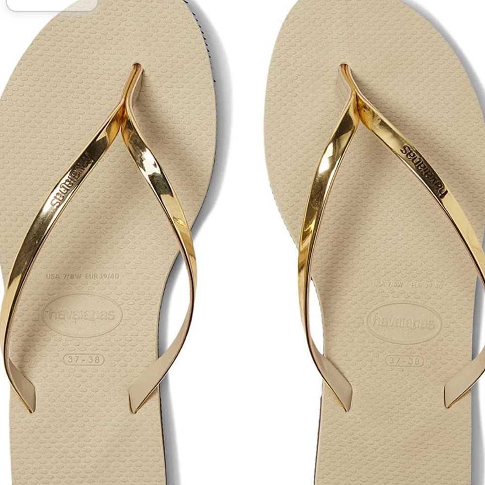 NWT metallic gold Havianas